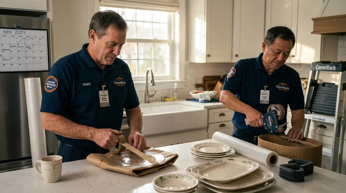 Professional crew packing kitchen dishware in Oshkosh, NE